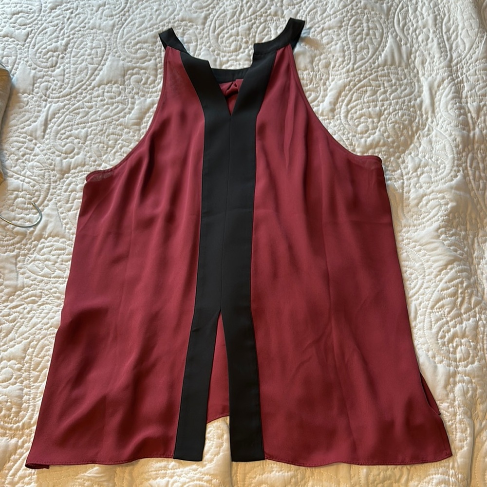 Trouve Red and Black Asymmetrical Tank Top